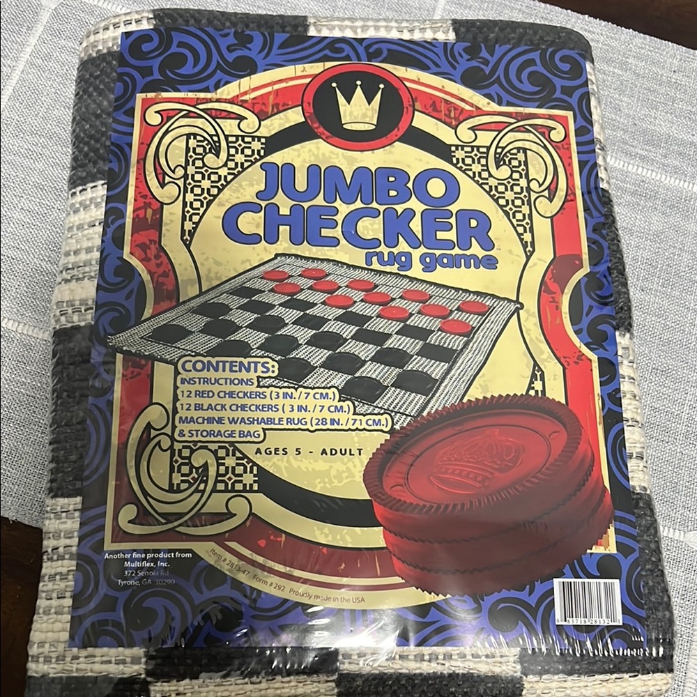 BNWT, never opened Jumbo Checker Rug Game - Black and Red